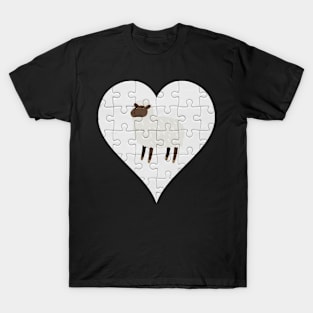 Jigsaw  Sheep Heart Design - Farm Animals Sheep T-Shirt